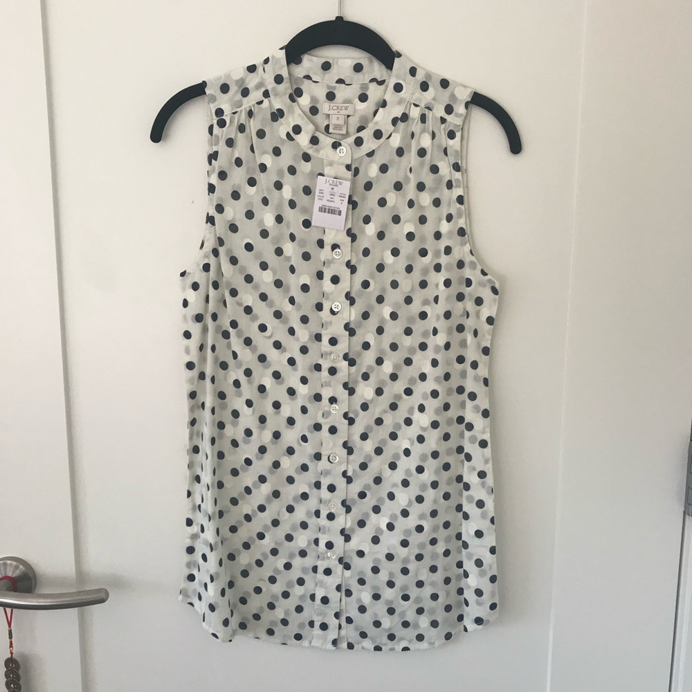 NWT J. Crew Factory black and white polka dot top